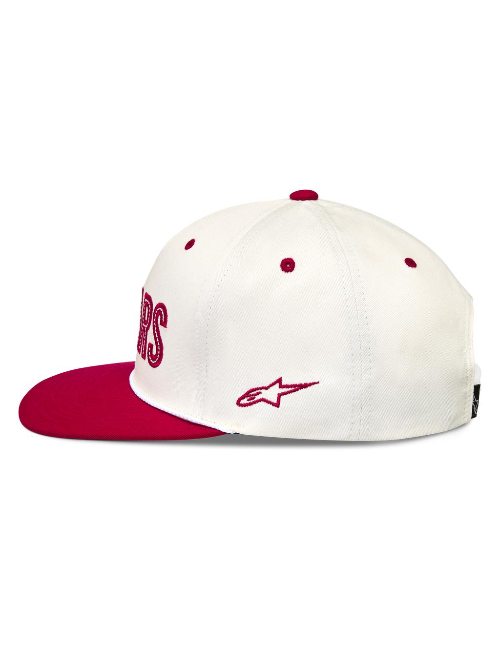 Alpinestars Stadium Snapback Chapéu, boné de aba plana em sarja branco e vermelho com logótipo Astars bordado na lateral.