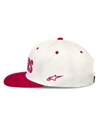 Alpinestars Stadium Snapback Chapéu, boné de aba plana em sarja branco e vermelho com logótipo Astars bordado na lateral.