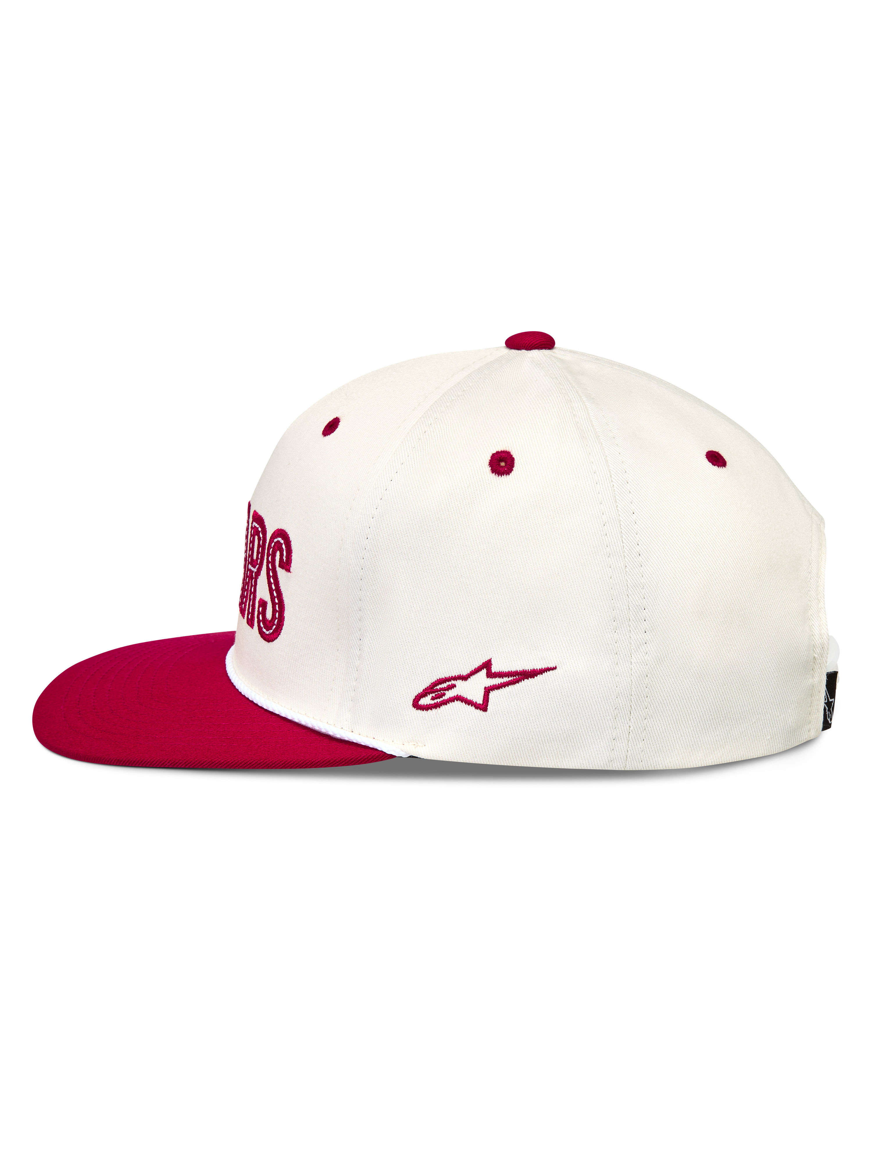 Alpinestars Stadium Snapback Chapéu, boné de aba plana em sarja branco e vermelho com logótipo Astars bordado na lateral.