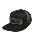 Alpinestars Ten Boné Trucker, boné preto com patch bordado em verde, logótipo lateral branco e rede traseira.