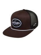 Alpinestars Hotlink Boné trucker, castanho e preto com malha traseira, aba plana e patch tecido com logótipo Astars.