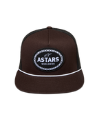 Alpinestars Hotlink Boné trucker, castanho e preto, aba plana, corda branca e patch com logótipo Astars.