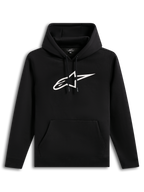 Alpinestars Ageless V3 Hoodie, camisola com capuz preta, logótipo branco bordado e bolso canguru, estilo sportswear.