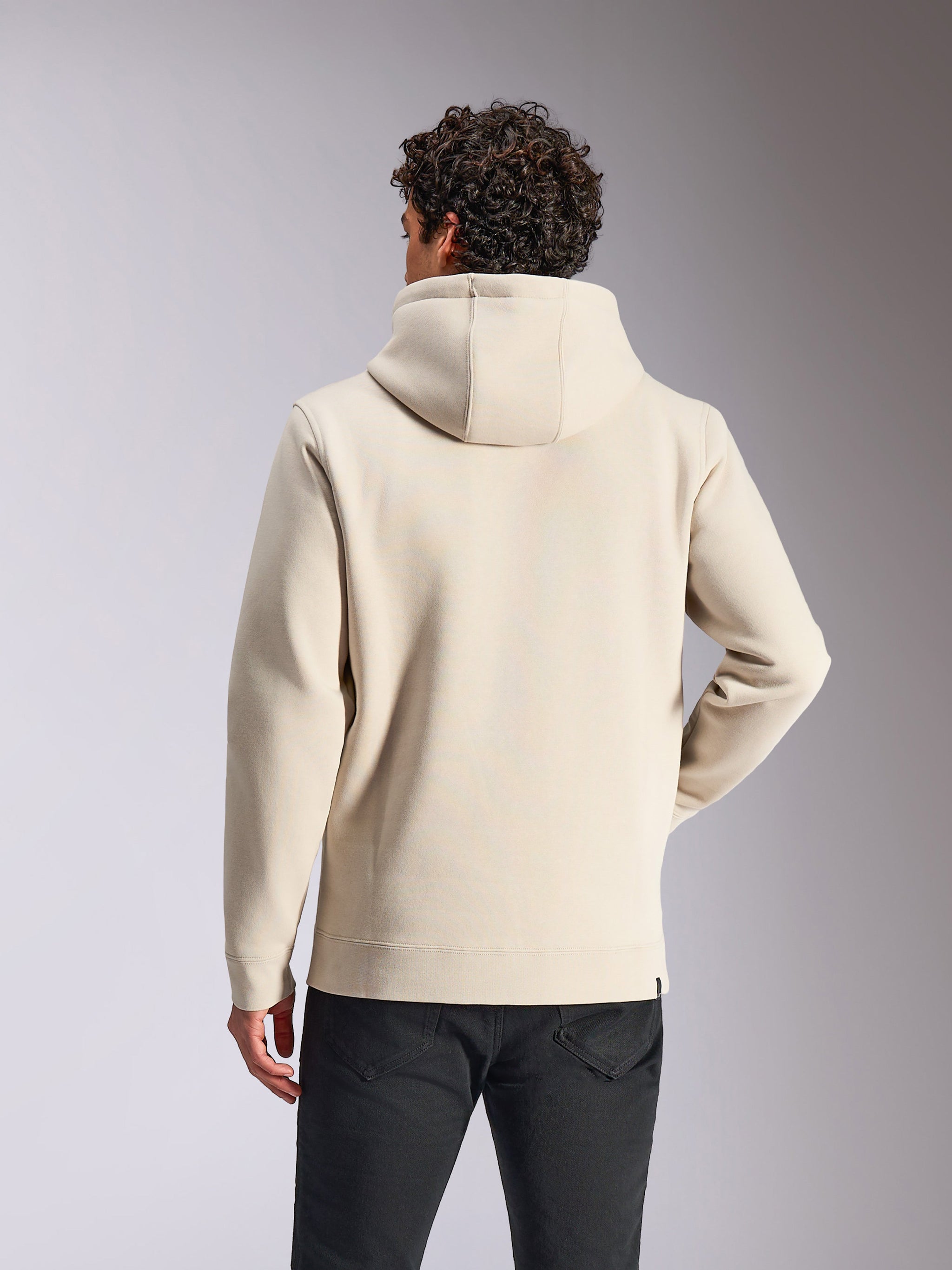 Alpinestars Always V3 Hoodie, back view, off-white casual streetwear, fleece pullover with hood, long sleeves, worn with black pants