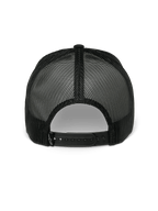 Boné Trucker Alpinestars Gambit, boné snapback, preto, vista traseira a mostrar os painéis de malha de poliéster respirável e o fecho snapback ajustável, vestuário desportivo casual de desporto motorizado