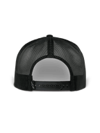 Alpinestars Orion Trucker Hat, back view, Navy and Black, featuring black poly mesh and snapback closure, casual motorsport-inspired headwear