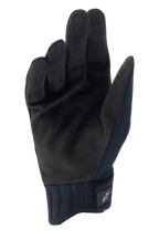 Alpinestars A-Dura Rain Gloves, Black Cycling Gloves, palm view showing synthetic suede material, ribbed neoprene cuff with hook-and-loop closure, low-profile design for mountain biking and wet weather protection