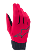 Alpinestars A-Dura Rain Gloves, luvas de ciclismo BTT impermeáveis, vermelho fluorescente e preto, com logótipo de estrela preto no dorso, punho em neopreno preto canelado, design elegante de baixo perfil para todas as condições climatéricas