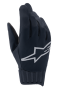 Alpinestars Stella A-Dura Rain Gloves, luvas de MTB impermeáveis para mulher, pretas com logótipo refletor prateado, punho em neoprene canelado, tecido corta-vento, equipamento de ciclismo de performance