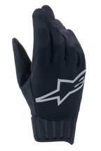 Alpinestars Stella A-Dura Rain Gloves, luvas de MTB impermeáveis para mulher, pretas com logótipo refletor prateado, punho em neoprene canelado, tecido corta-vento, equipamento de ciclismo de performance