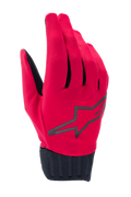 Alpinestars Stella A-Dura Rain Gloves, luvas de chuva de BTT para mulher, em vermelho fluo e preto, com um logótipo de estrela preto grande, punho em neoprene canelado e design impermeável para mountain biking