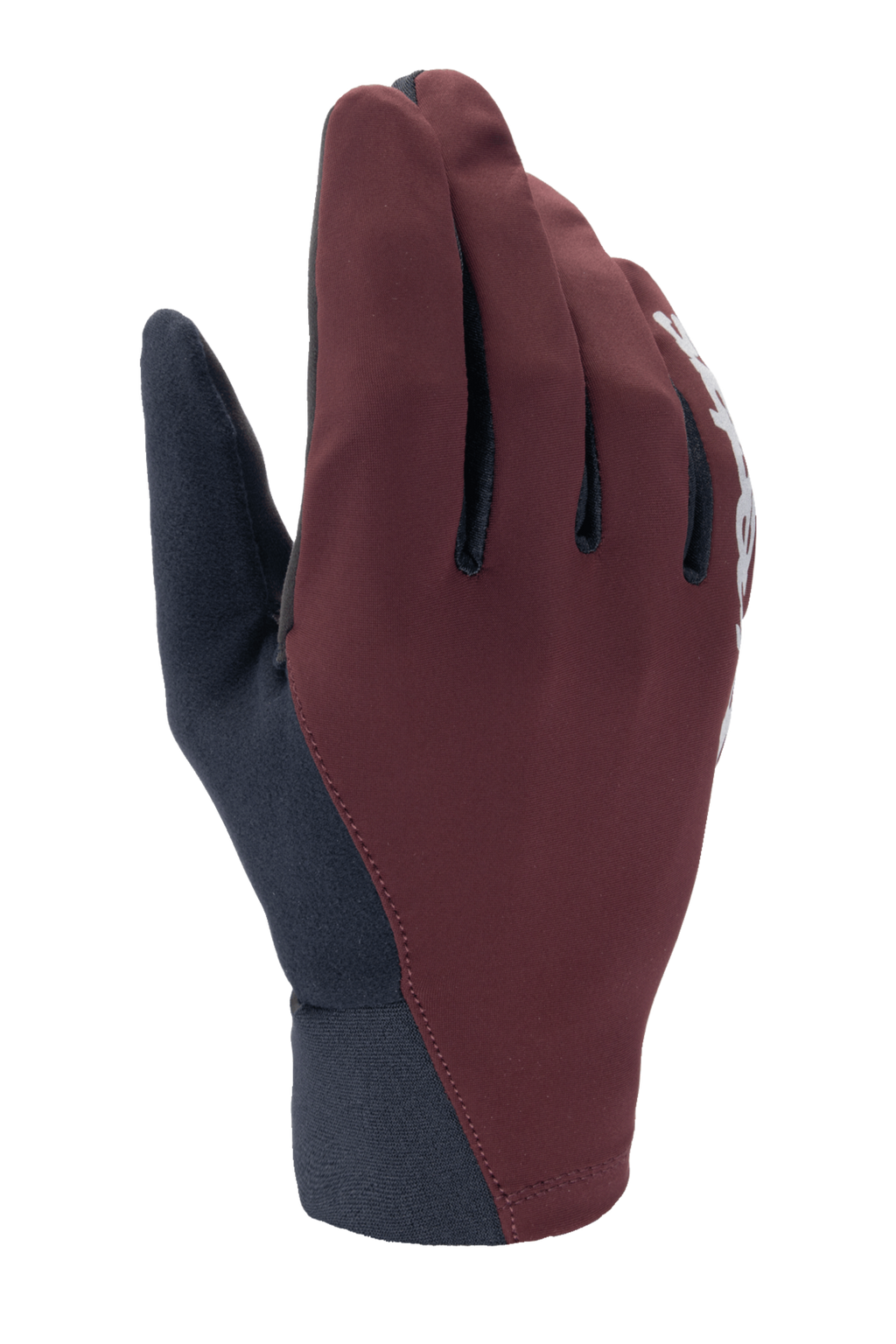 Alpinestars Stella A-Dura Thermal Gloves, Women's MTB Cycling Gloves, Dark Burgundy and Navy Blue, featuring a low-profile design, neoprene cuff, and white logo on the side, designed for cold weather riding