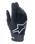 Alpinestars Youth A-Dura Gloves, luvas de mountain bike para jovens, pretas, grande logótipo de estrela branco nas costas da mão, tecido texturizado com detalhe de punho canelado, design flexível para ciclismo todo-o-terreno
