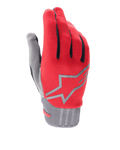Alpinestars Youth A-Dura Gloves, luvas de BTT para crianças, vermelhas e cinzentas, com logótipo de estrela cinzento no dorso, detalhes pretos nos dedos e punho cinzento texturizado, tecido sintético leve para ciclismo fora de estrada