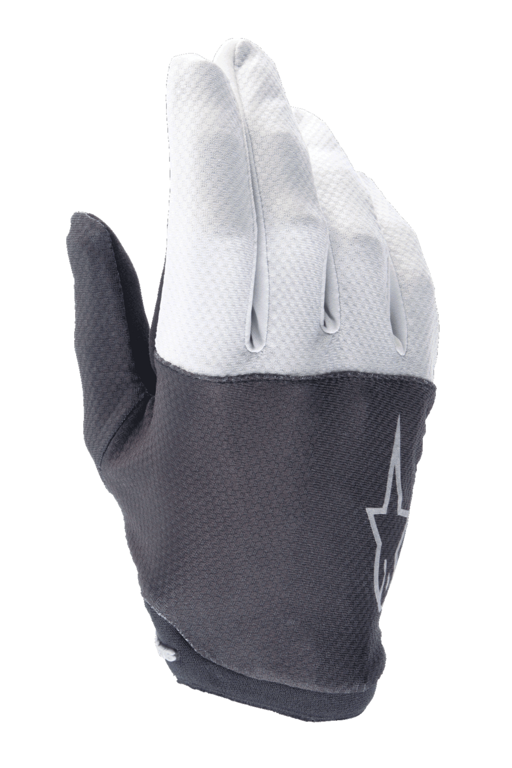 Alpinestars A-Aria Gloves, luvas de BTT, cinzento claro e cinzento escuro, com parte superior texturizada e logótipo de estrela, material flexível e design de perfil baixo para ciclismo todo-o-terreno