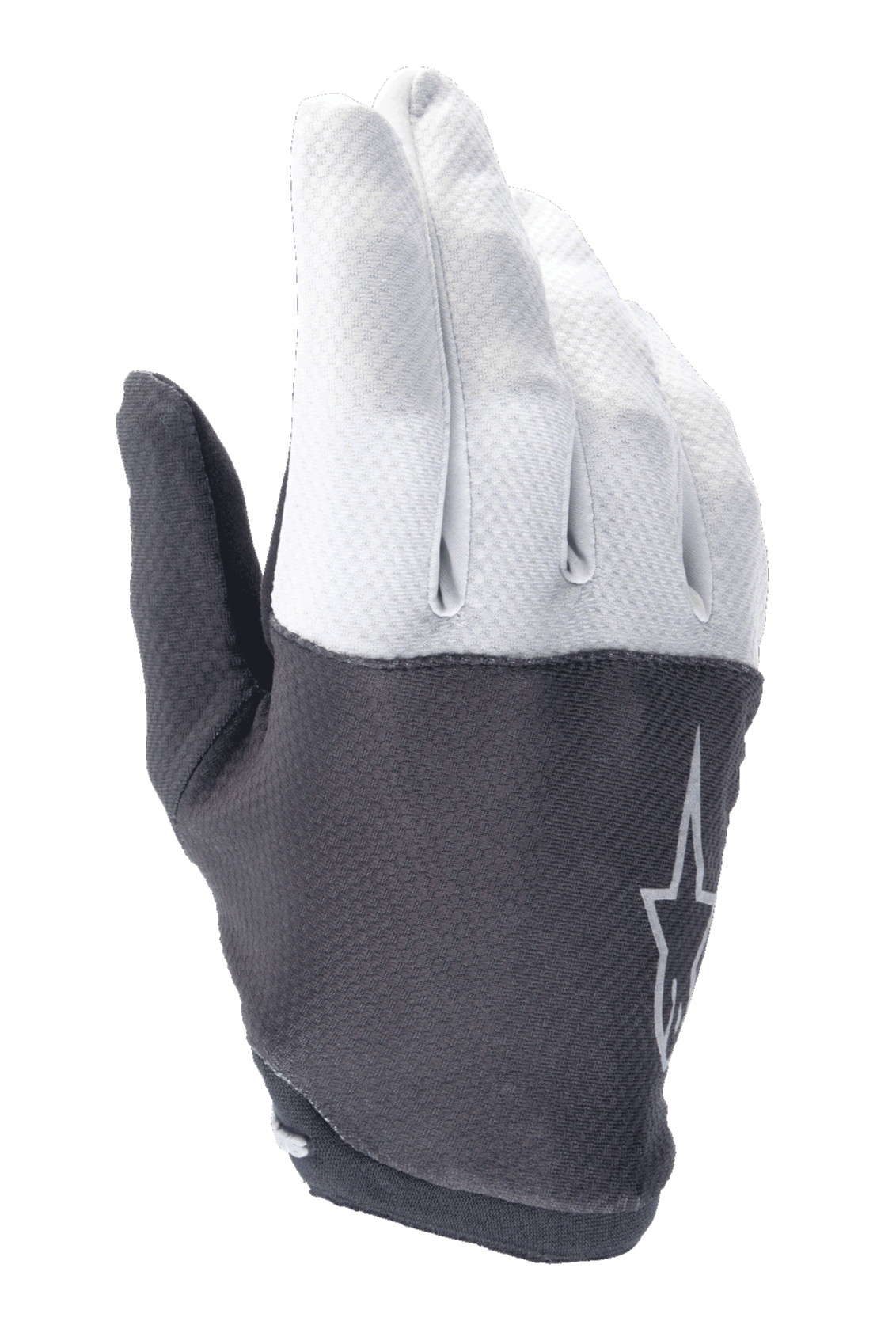 Alpinestars A-Aria Gloves, luvas de BTT, cinzento claro e cinzento escuro, com parte superior texturizada e logótipo de estrela, material flexível e design de perfil baixo para ciclismo todo-o-terreno