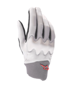 Alpinestars A-Supra Shield Gloves, luvas de BTT, cinzento-claro, com proteção de nós dos dedos ondulada, punho de neoprene cinzento-escuro com logótipo de estrela vermelho, design ergonómico para ciclismo de gravidade