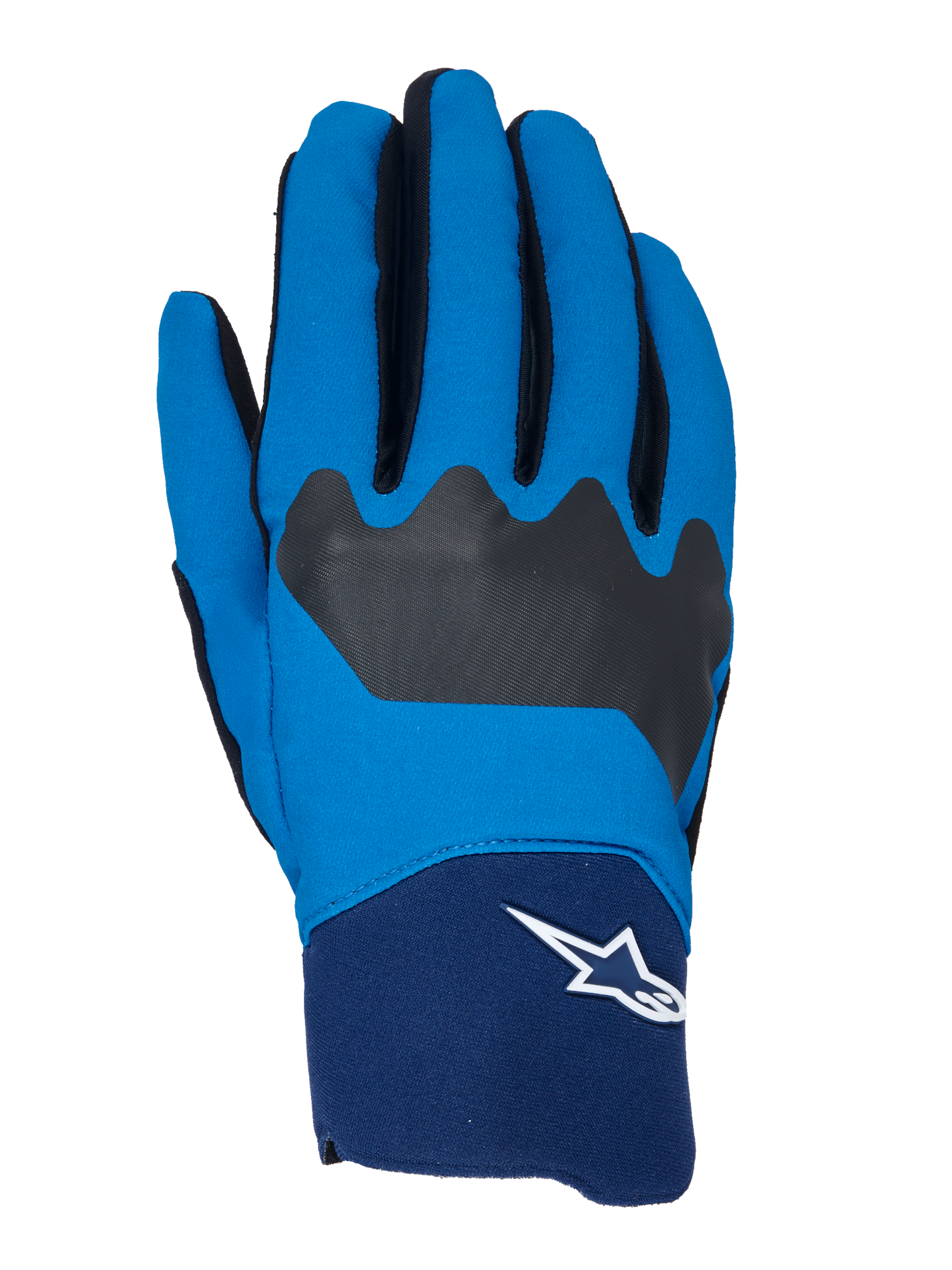 Alpinestars A-Supra Gloves, MTB Cycling Gloves, Blue and Navy with Black accents, white Astars logo on the cuff, flexible fabric construction for off-road performance