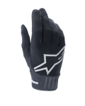 Luvas Alpinestars A-Dura, luvas de BTT pretas, com um grande logótipo de estrela branco nas costas, tecido elástico texturizado e punho largo em neoprene com a marca, concebidas para performance em ciclismo de montanha