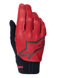 Luvas Alpinestars A-Dura, luvas de ciclismo BTT, laranja escuro e preto, parte superior com padrão de grelha texturizada, logótipo de estrela preto de grandes dimensões, punho em neoprene preto com marca a vermelho, concebidas para aderência e performance em bicicleta de montanha