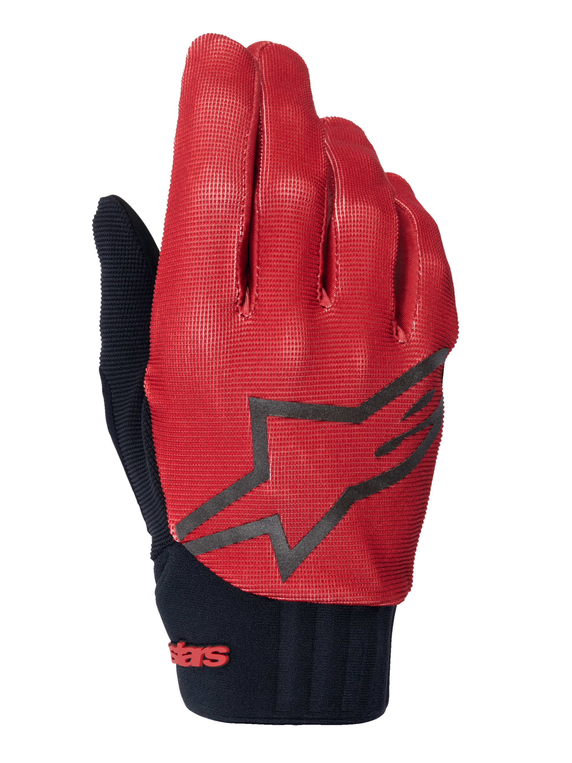 Luvas Alpinestars A-Dura, luvas de ciclismo BTT, laranja escuro e preto, parte superior com padrão de grelha texturizada, logótipo de estrela preto de grandes dimensões, punho em neoprene preto com marca a vermelho, concebidas para aderência e performance em bicicleta de montanha