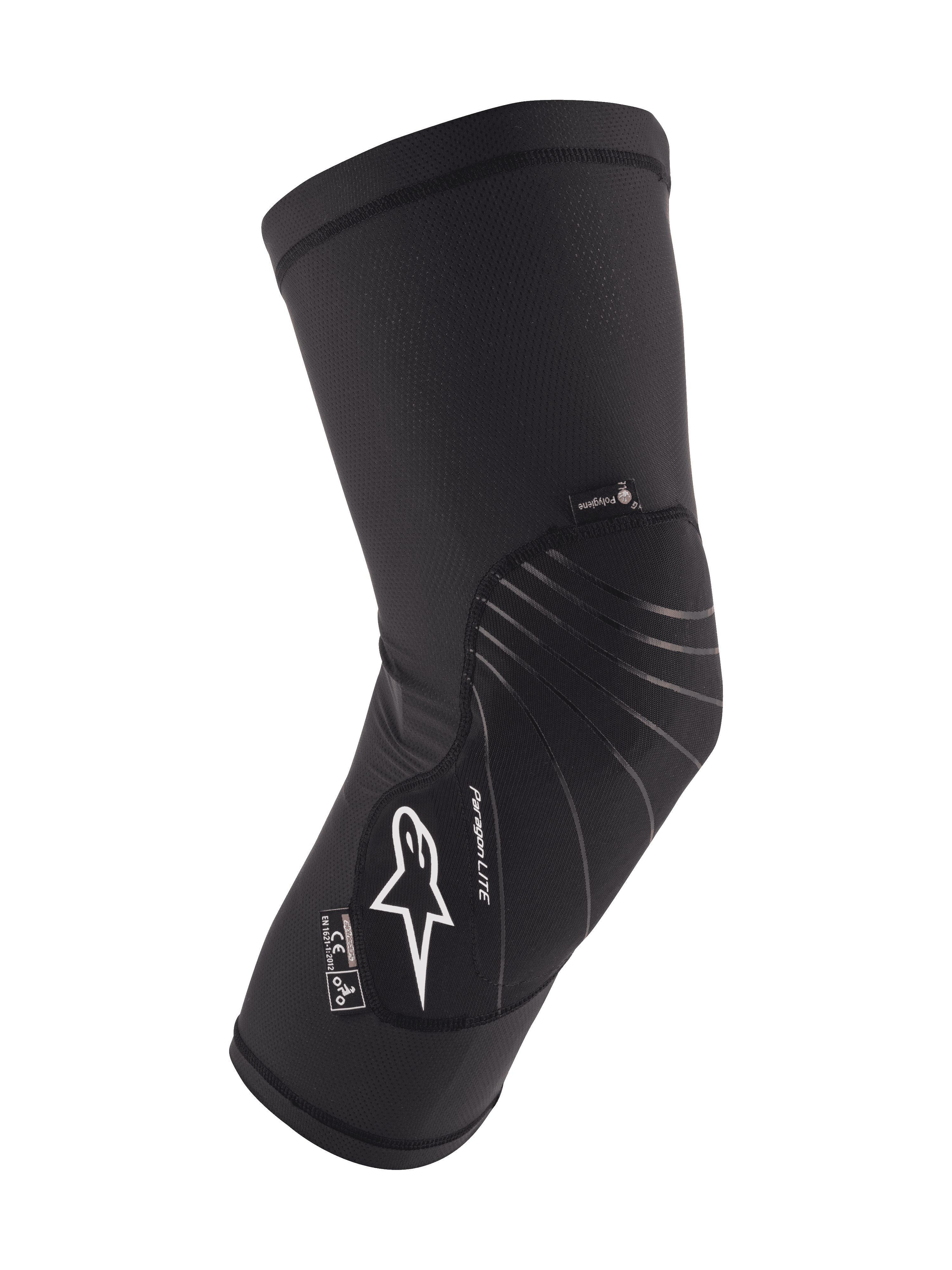 Alpinestars Youth Paragon Lite Knee Protector, Black, MTB Mountain Biking Protection, breathable mesh sleeve with a textured front panel, white Astar logo, lightweight and flexible slip-on design