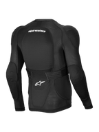 Alpinestars Casaco De Proteção A-Impact Plasma, casaco de proteção MTB de manga comprida para homem, preto e branco, vista traseira com malha elástica respirável e cinto renal ajustável, certificado CE