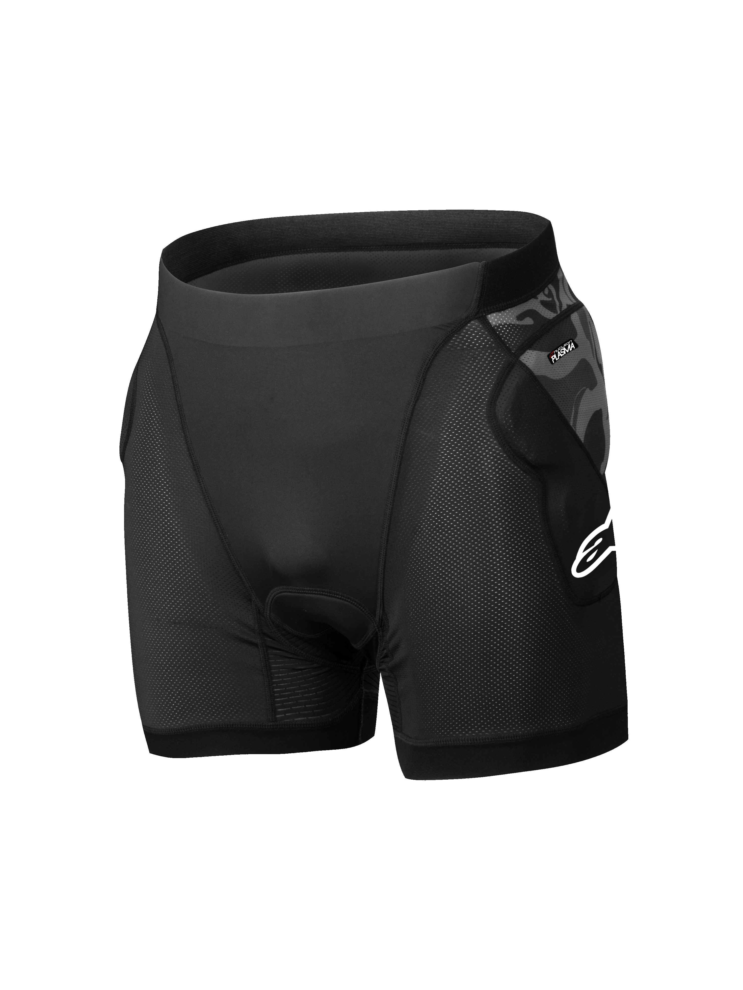 Alpinestars Boxer Acolchoado A-Motion Plasma, calções de proteção de BTT para homem, pretos e cinzentos, com protetores de quadril certificados CE Nível 1 e malha respirável