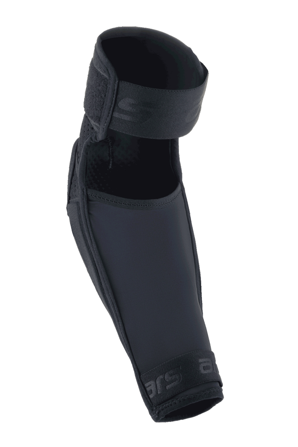 Protetor de Cotovelo Alpinestars A-Impact Plasma Elite, preto, com fecho de correia dupla, design ergonómico pré-curvado, construção em malha e tecido ripstop, proteção de alta performance para ciclismo de montanha
