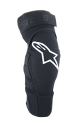 Alpinestars A-Impact Plasma Elite, joelheiras para MTB, pretas com logótipo Astar branco, design ergonómico pré-curvado com ventilação em malha, fecho de tira dupla ajustável