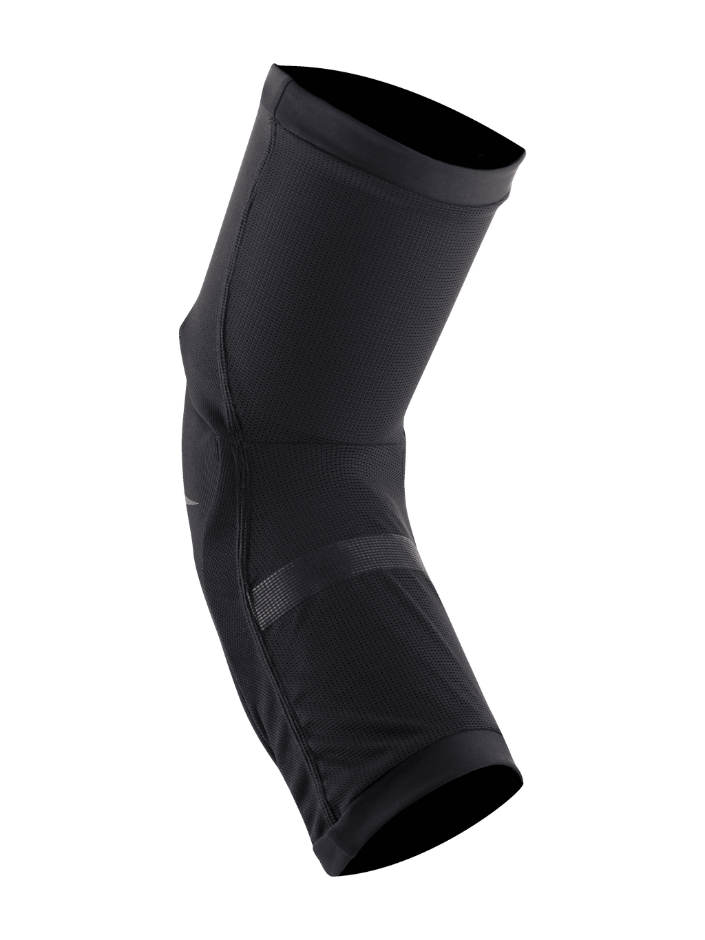 Joelheiras Alpinestars Paragon Plus, pretas, design slip-on leve, construção em malha elástica respirável com almofadas de impacto perfuradas, ajuste ergonómico pré-moldado para BTT