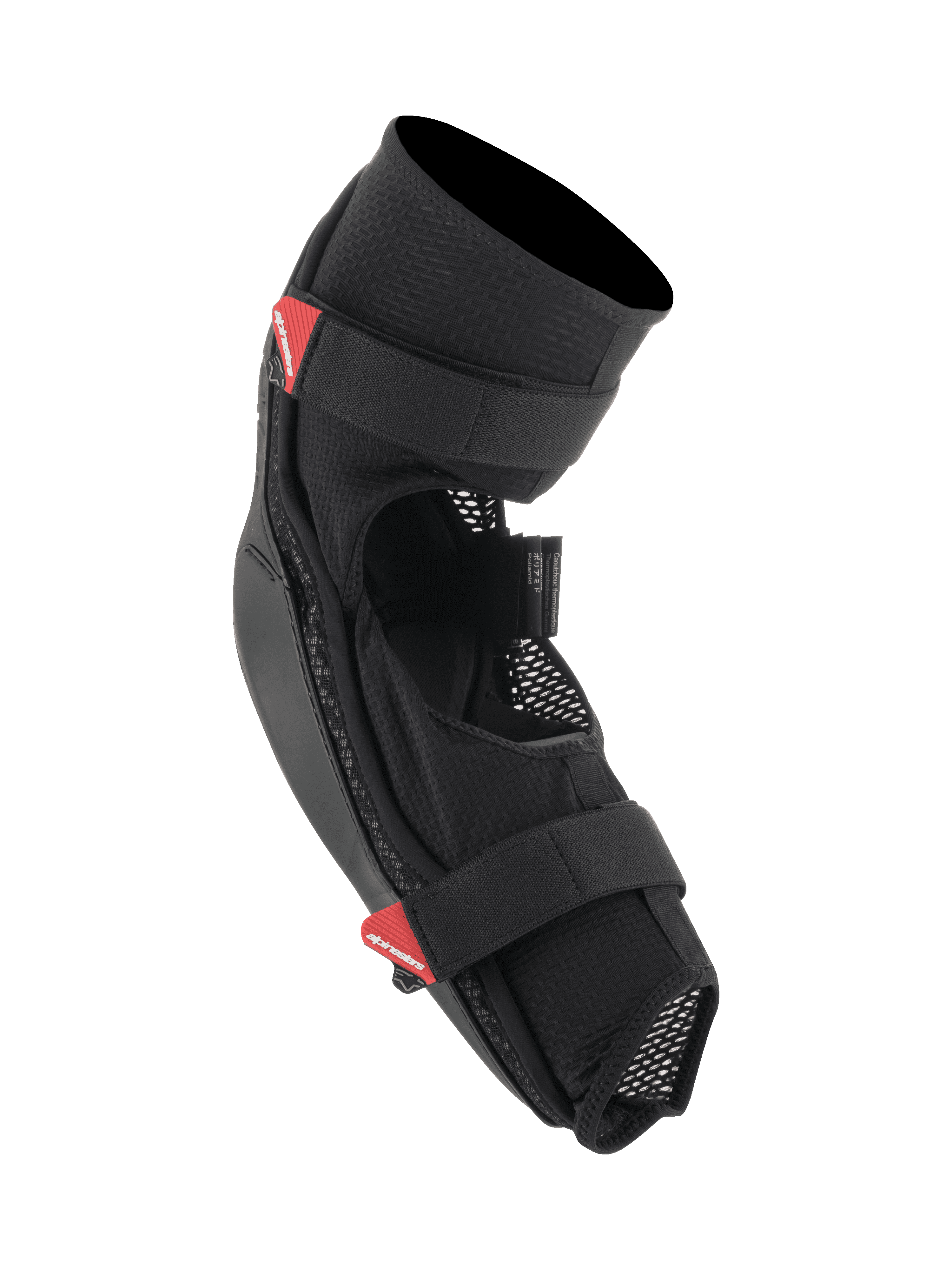 Cotoveleiras Alpinestars Bionic Pro, pretas e vermelhas, proteções de cotovelo leves para MTB com estrutura em malha respirável, tiras duplas de gancho e laço e conchas integradas de absorção de impactos