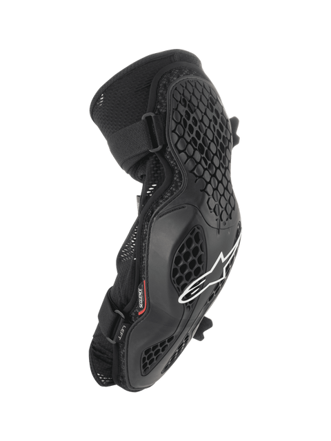 Alpinestars Bionic Pro Elbow Protectors, cotoveleiras para BTT, pretas com logótipo branco, estrutura em grelha de favo de mel, chassi em malha respirável, correias duplas ajustáveis, design ergonómico para off-road e BTT