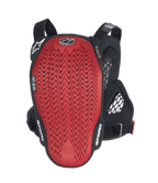 Protetor de Peito Alpinestars A-6 Plasma, vista traseira, placa traseira Nucleon PLASMA vermelha texturizada com abas laterais pretas e alças ajustáveis, equipamento de proteção para MTB em Preto Antracite Vermelho