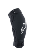 Alpinestars A-Impact Plasma Pro, protetor de cotovelo para BTT, preto com logótipo branco, com duas tiras de velcro ajustáveis e design ergonómico pré-curvado