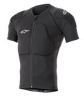 Alpinestars Paragon Lite Protection Jacket de Manga Curta, preto, proteção corporal para BTT com acolchoamento integrado nos ombros e peito, fecho de correr frontal, tecido de malha respirável, logótipos Alpinestars brancos, design ajustado para trail