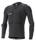 Alpinestars Paragon Lite Protection Jacket - Long Sleeve, casaco de proteção para BTT, preto, construção em malha respirável com peito e ombros acolchoados, fecho frontal, logótipo de estrela branca no peito, design leve e ajustado