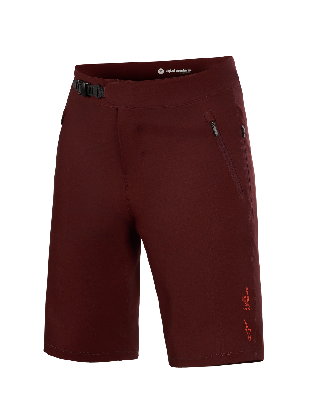 Alpinestars A-Dura Ride bordeaux, calções de MTB com fecho de catraca seguro e bolsos laterais em tecido elástico durável.
