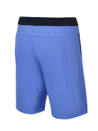 Calções Alpinestars A-Aria Lite, calções de mountain bike, Baja Blue, vista traseira com cintura preta e orifícios de ventilação cortados a laser na pala traseira, ajuste de performance para trilhos