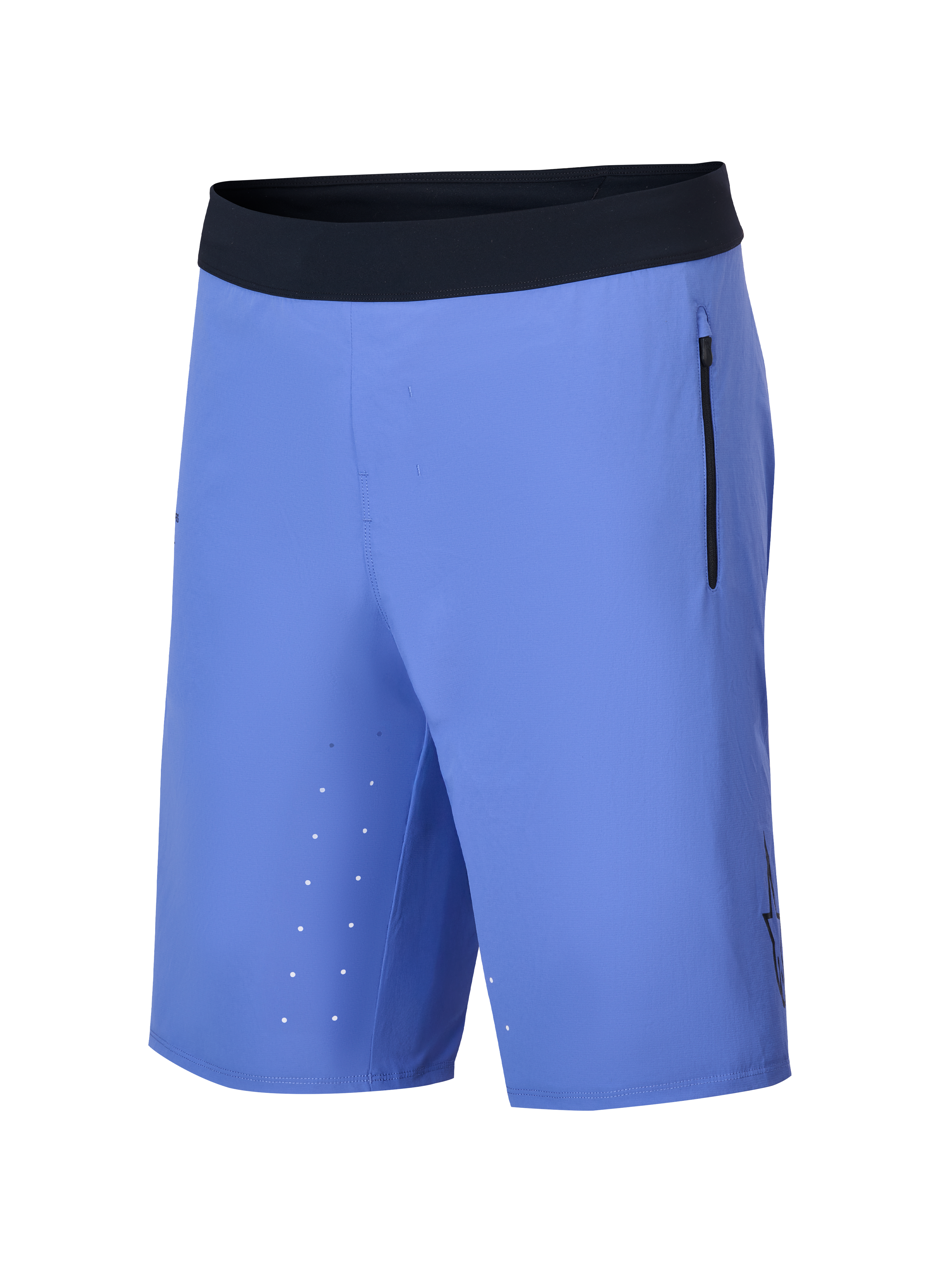Alpinestars A-Aria Lite Short, calções de mountain bike, Baja Blue, com cintura preta ultra macia, bolso lateral vertical com fecho de correr, perfurações a laser na parte interna da coxa e um corte leve de alto desempenho para trilhos.