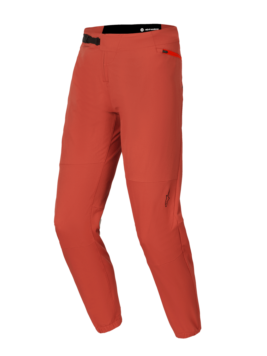 Alpinestars A-Dura Elite Pants, calças de BTT, laranja escuro, com tecido Cordura elástico em 4 direções, fecho frontal de catraca na cintura, bolso lateral com fecho e punhos elásticos