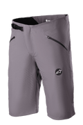 Alpinestars Drop Algorithm Shorts, calções de BTT, cinzento Sparrow, ventilação perfurada a laser nas coxas, dois bolsos pretos com fecho, fivela de cintura com catraca ajustável, patch com logótipo de estrela da Alpinestars, tecido técnico elástico leve