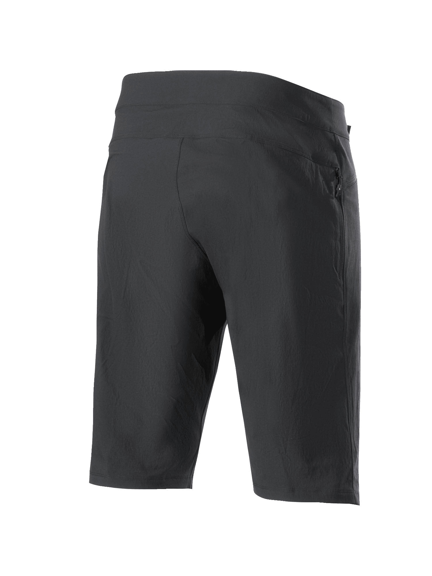 Alpinestars A-Dura Shorts, Mountain Bike Shorts, Black, back view showing zippered pocket and textured stretch fabric, designed for MTB and off-road cycling.