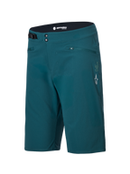 Calções Alpinestars A-Dura, calções de MTB, verde Dark Pine, com bolsos com fecho de correr, fecho frontal com botões de pressão duplos, ajuste lateral na cintura e logótipo Alpinestars branco na perna esquerda, design durável para ciclismo MTB