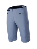 Alpinestars A-Dura Shorts, calções de Mountain Bike, em azul Infinity Blue, com fecho frontal de pressão duplo, fivela lateral ajustável preta, bolsos com fecho de correr e tecido texturizado com elasticidade bidirecional, vestuário técnico de BTT