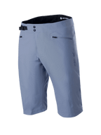 Alpinestars A-Dura Shorts, calções de Mountain Bike, em azul Infinity Blue, com fecho frontal de pressão duplo, fivela lateral ajustável preta, bolsos com fecho de correr e tecido texturizado com elasticidade bidirecional, vestuário técnico de BTT