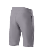Calções Alpinestars A-Dura, calções de mountain bike, cinzento escuro, vista traseira de três quartos mostrando o tecido durável com elasticidade bidirecional e bolso lateral com fecho, vestuário técnico de ciclismo