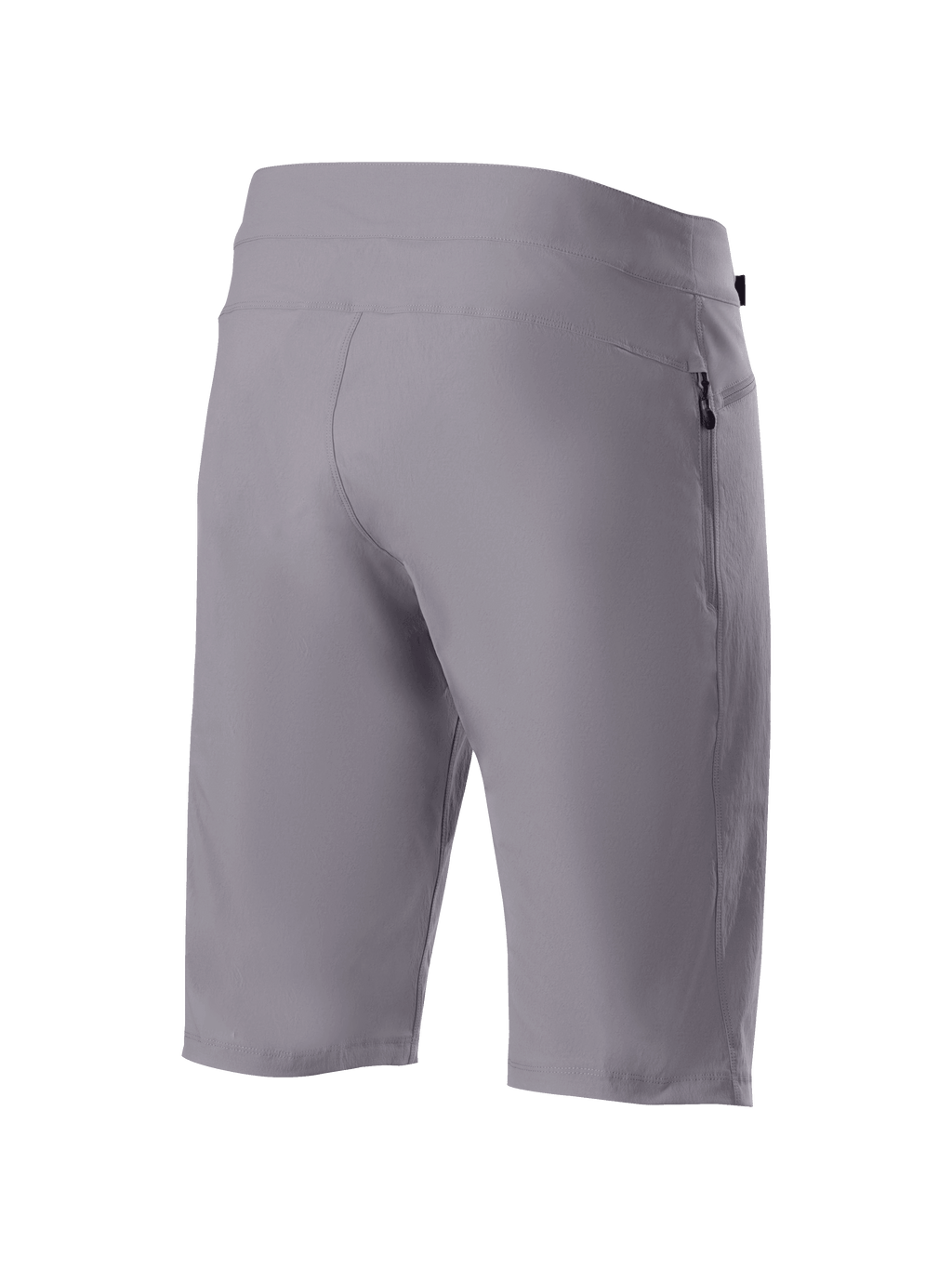 Calções Alpinestars A-Dura Liner, calções de BTT cinzento escuro, vista traseira com tecido durável de elasticidade bidirecional e um bolso lateral vertical com fecho de correr, vestuário funcional para ciclismo de BTT.