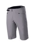 Alpinestars A-Dura Liner Shorts, calções de BTT cinzento escuro, fecho frontal de pressão duplo com fivela de ajuste lateral, bolsos de mão com fecho de correr, tecido resistente com elasticidade bidirecional, logótipo Astars na lateral, cós interior preto