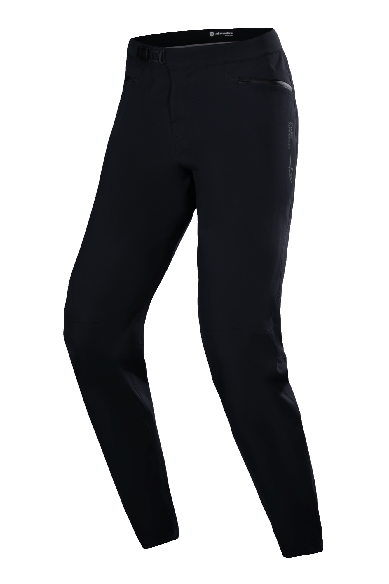 Alpinestars Stella A-Dura Waterproof Pant, calças de ciclismo MTB para mulher, pretas, com fecho de catraca na cintura, bolsos com fecho de correr e corte afunilado para a prática de trilhos